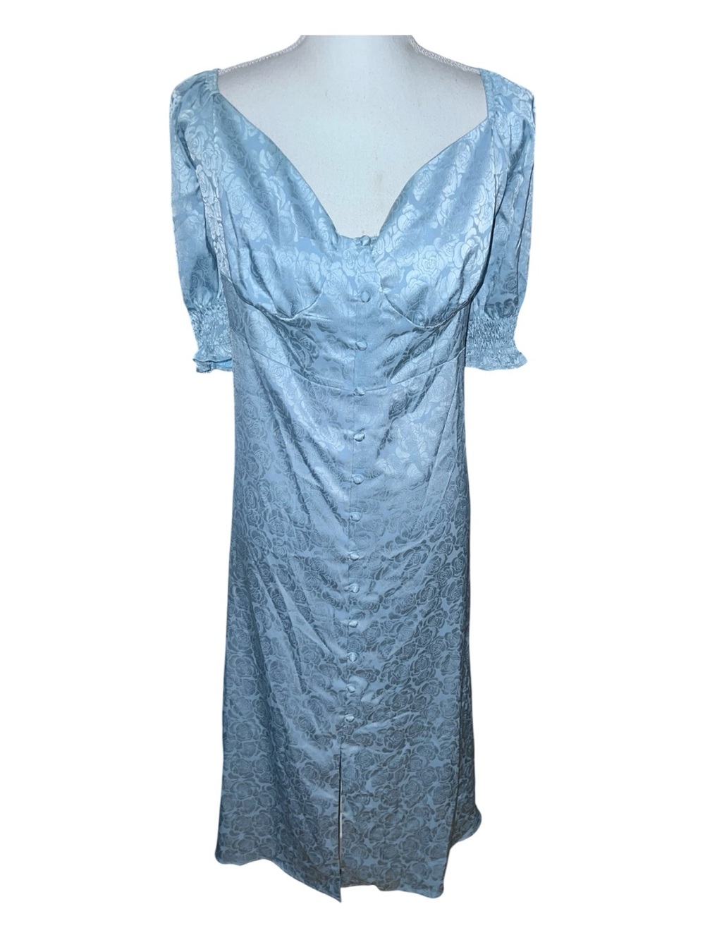 Cider women’s satin jacquard midi dress with  sweetheart neckline